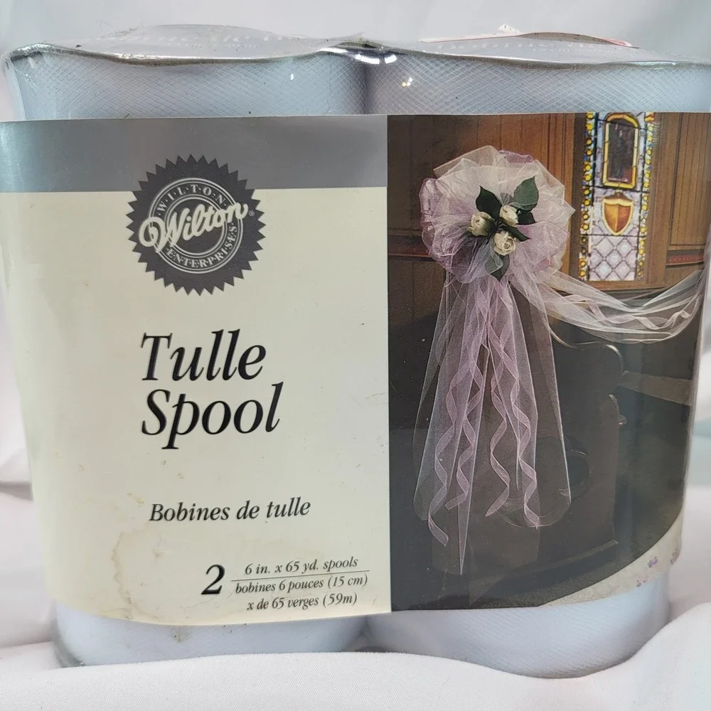 Lot of 2 Wilton White Tulle 2 pk (4 total) Weddings Bride Graduation Party Decor